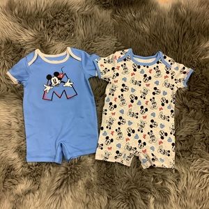 Disney | Boy's Mickey Mouse Bodysuits | 2 Pack | Blue & Grey | Various Sizes